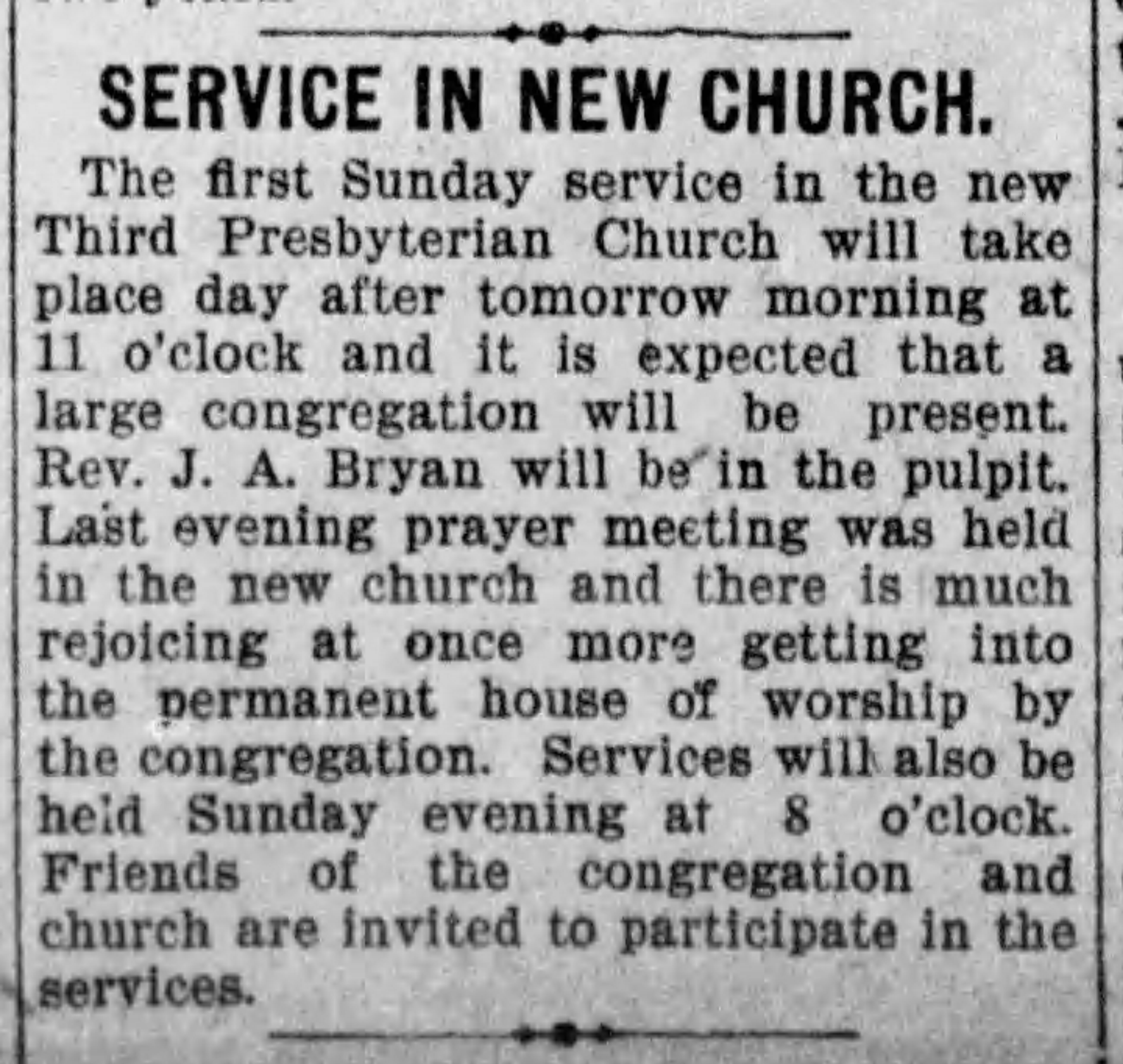 Service in New Church